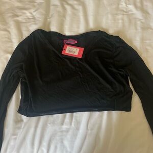 Edikted Black Sheer Long Sleeve Crop Top